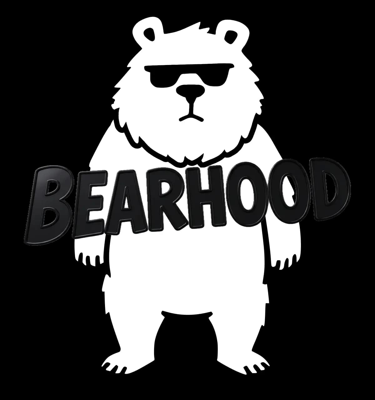 Bearhood bear mascot with logo